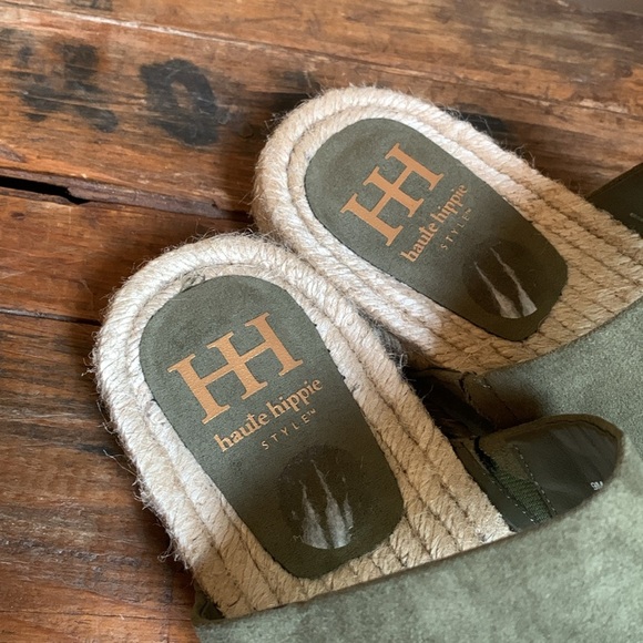 Haute Hippie Sandals Espadrille Slides Green resortwear summer vacation 9 - Picture 2 of 7